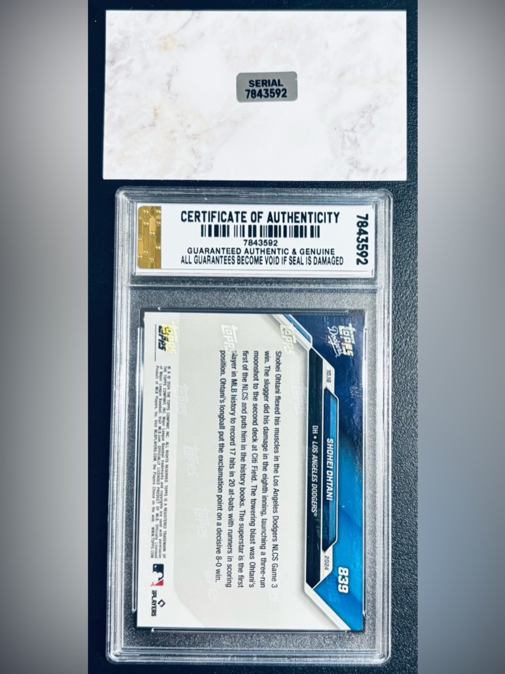 2024 Topps Shohei Ohtani #839- JDCC Micro-Graded 10 GEM-MT - Picture 4 of 4